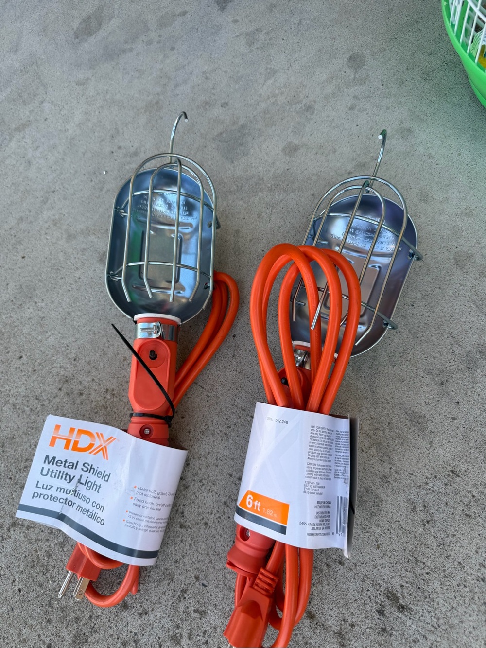Orange Metal Shield Utility Work Light - 6 ft
